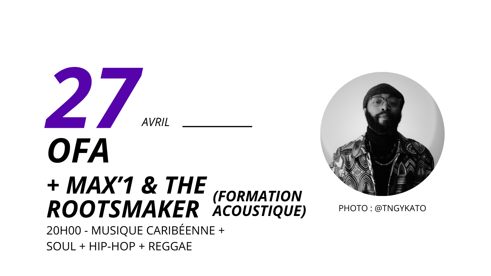 [musique caribéenne + soul + hip-hop + reggae] ofa + max’1 & the rootsmaker (formation acoustique)