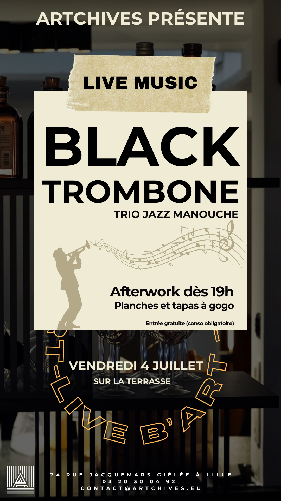 Afterwork live jazz manouche avec BlacK TrombonE