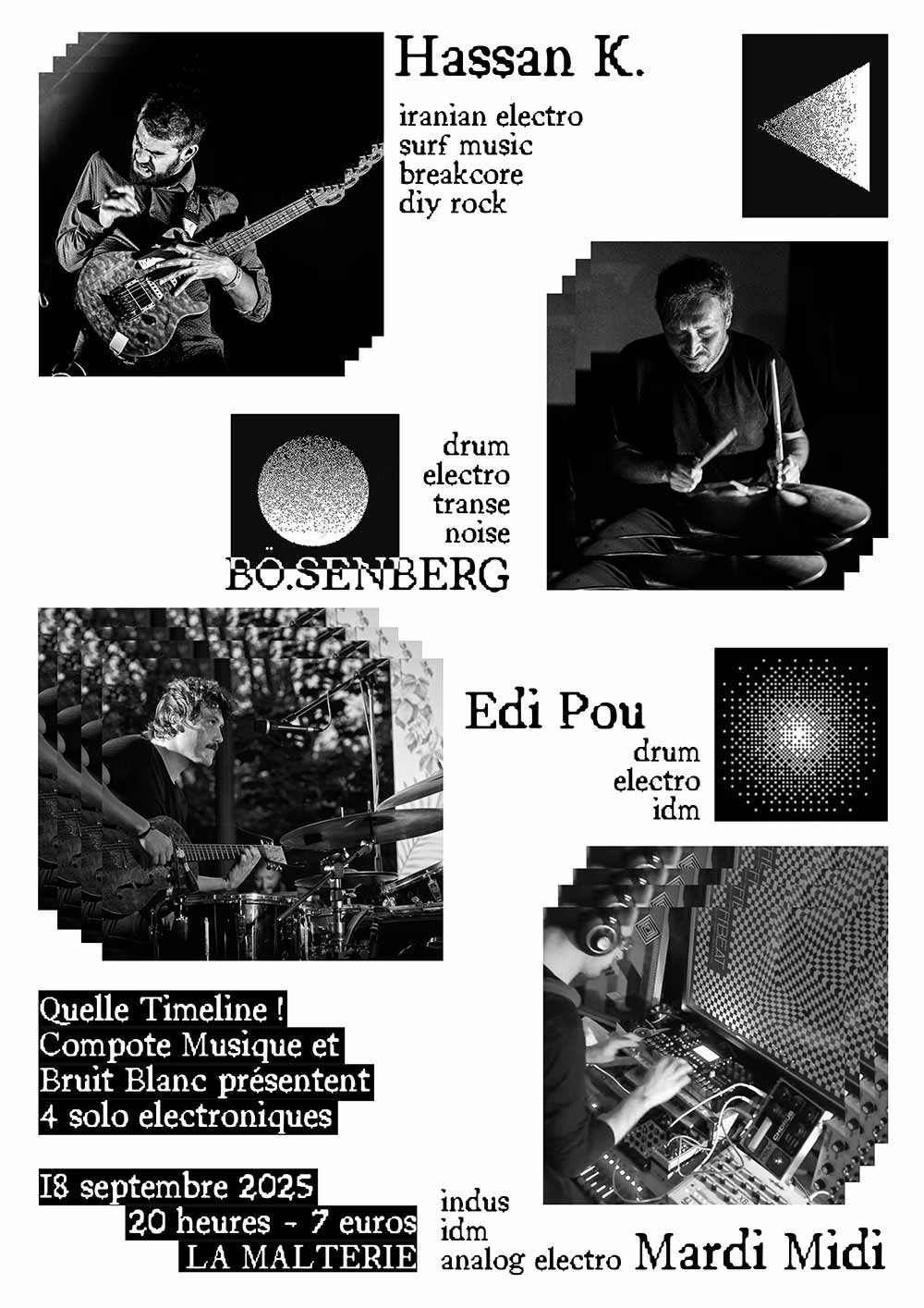 Soirée électro à la Malterie avec BÖ.SENBERG + Hassan K + Edi Pou + Mardi Midi