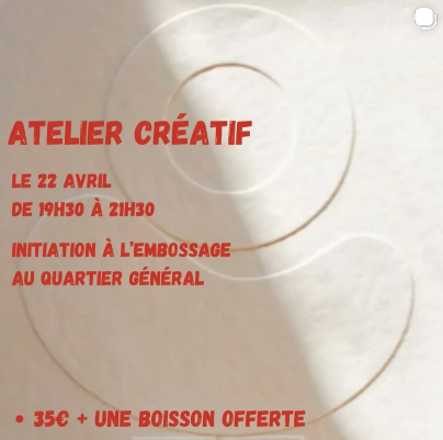 Atelier initiation à l’embossage au QG