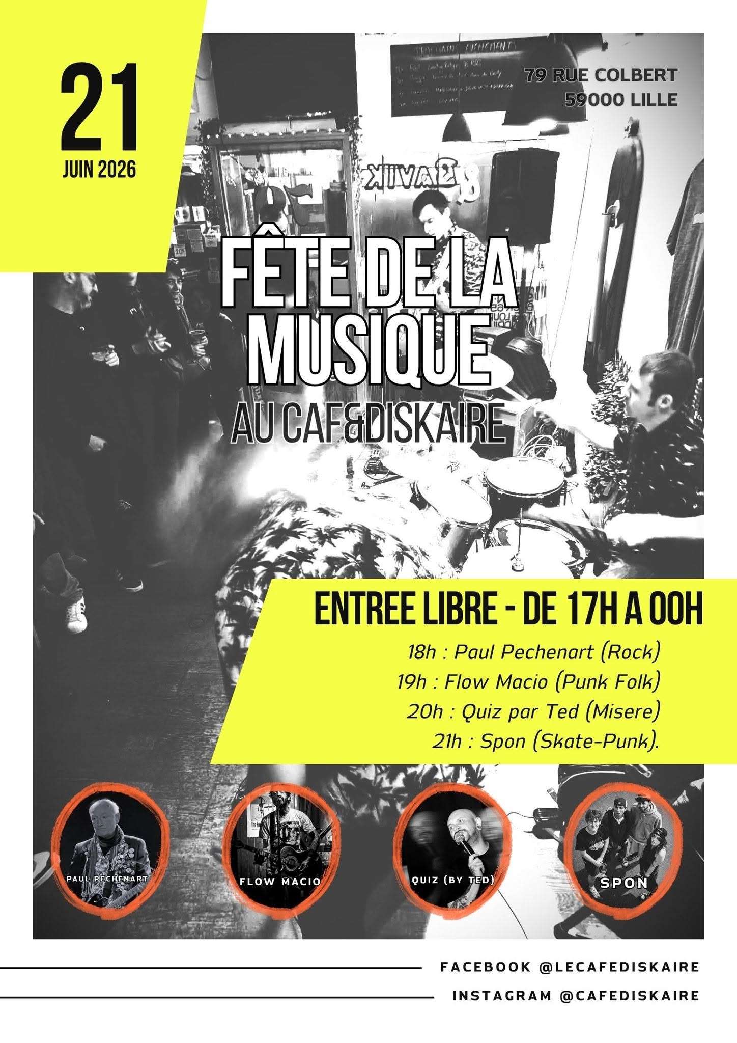 La Fête de la musique au Caf&diskaire : folk, rock & punk !
