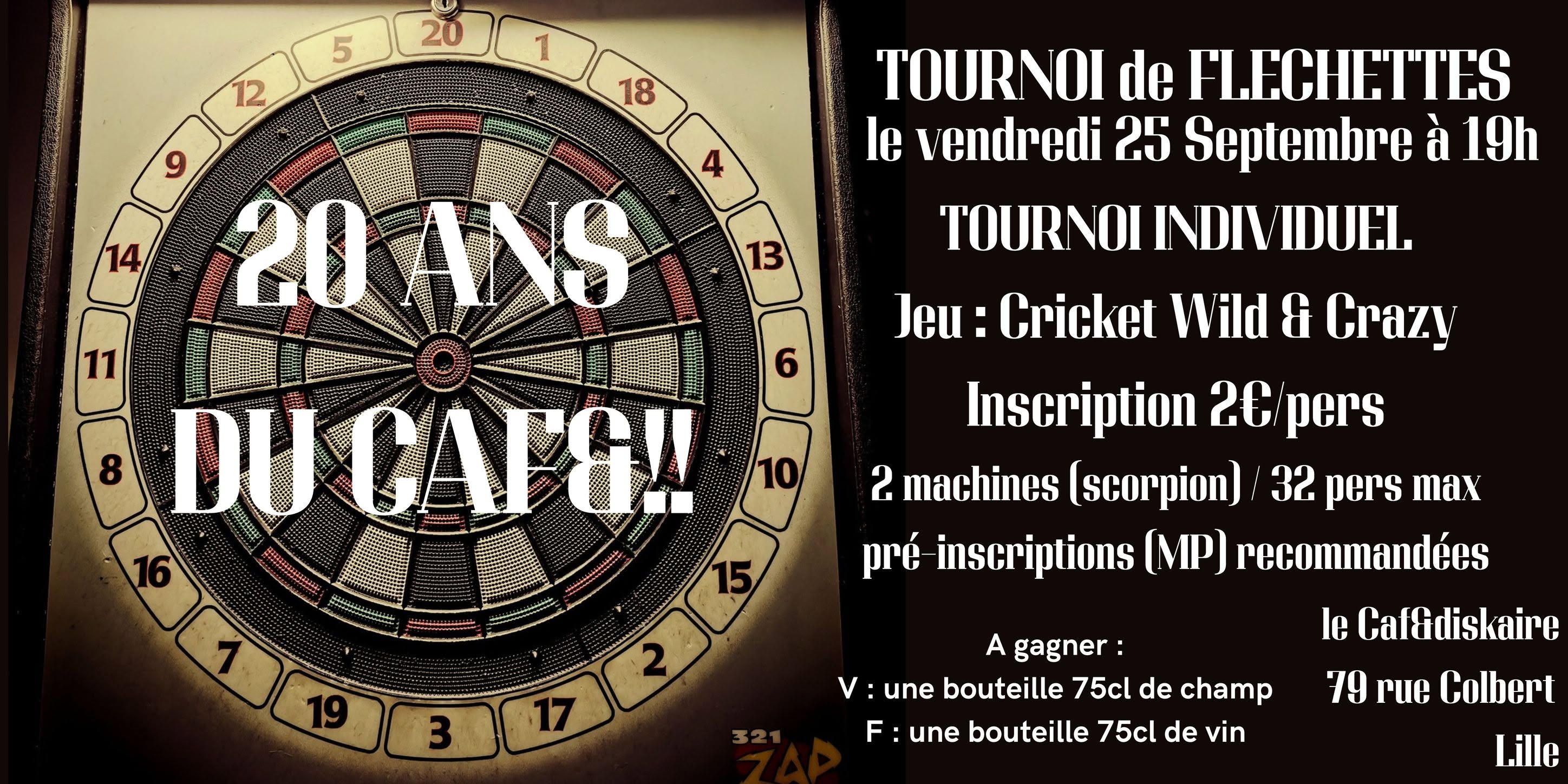 Tournoi de fléchettes wild and crazy en individuel