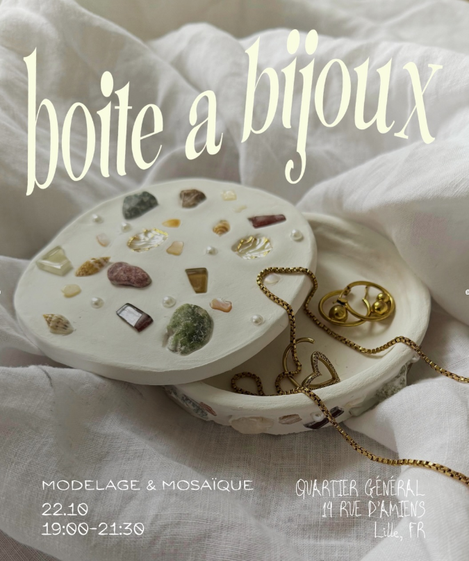 Atelier modelage & mosaïque – Façonne ta boîte à bijoux par Josiane Creative Club
