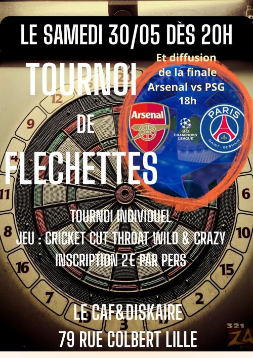 Tournoi de fléchettes + diffusion finale PSG vs Arsenal