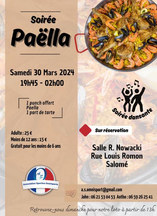 Soirée dansante années 80 – Repas Paëlla