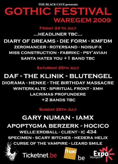 AND ONE + Die Form + Diary Of Dreams + Zeromancer + KMFDM + etc.