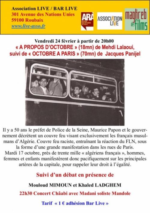 « Octobre à Paris » – Projection / Débat / Concert Chaâbi