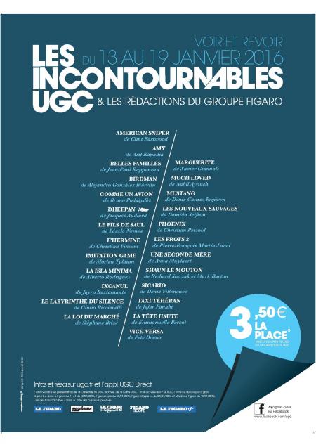 3€50 la place de ciné pour (re)voir les Incontournables UGC de 2015