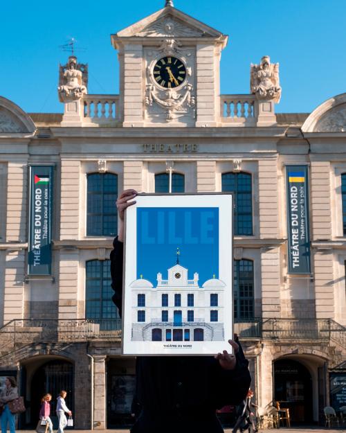La nouvelle affiche du Gallodrome pour célébrer la façade restaurée du Théâtre du Nord